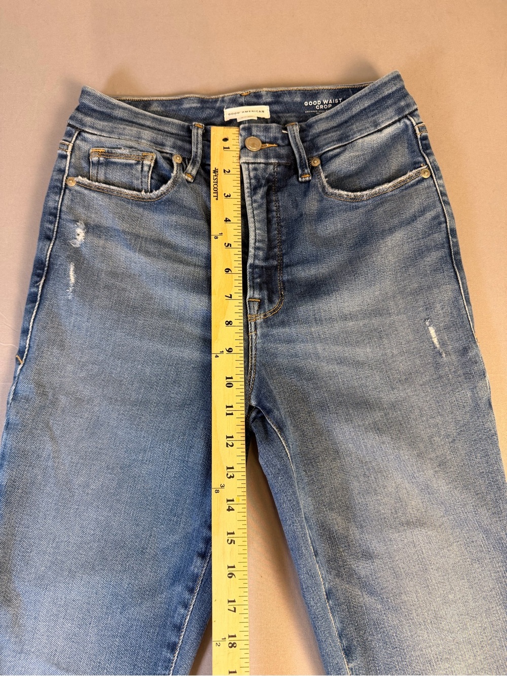 Good American Good Waist Crop Raw Hem High-Rise Skinny Women’s Jeans Size 6 - Picture 4 of 9